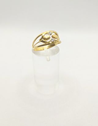 Anillo de oro de 18k con circonita, 1.76 g, T-21.