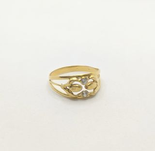 Anillo de oro de 18k con circonita, 1.76 g, T-21.