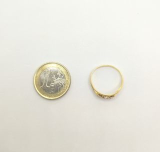 Anillo de oro de 18k con circonita, 1.76 g, T-21.