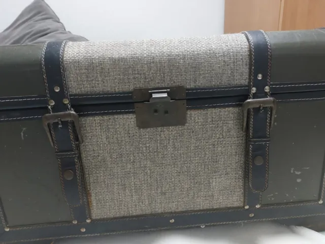 Baúl decorativo tela y piel