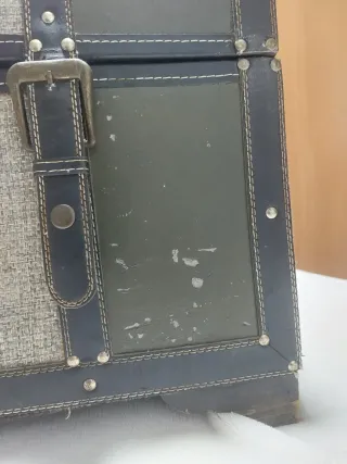 Baúl decorativo tela y piel