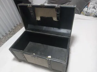 Baúl decorativo tela y piel