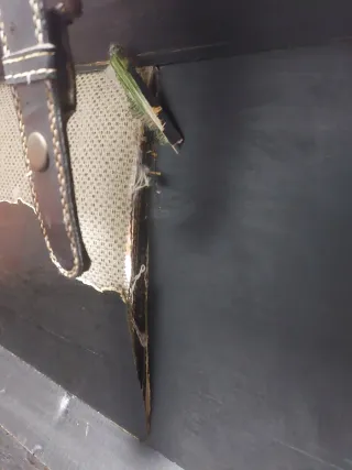 Baúl decorativo tela y piel