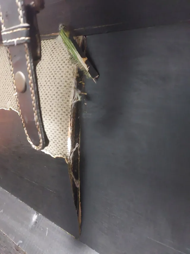 Baúl decorativo tela y piel