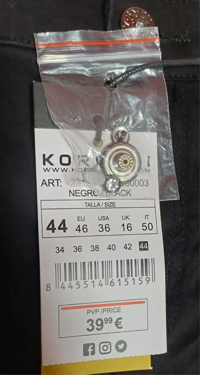 Pantalón vaquero Koroshi negro talla 44