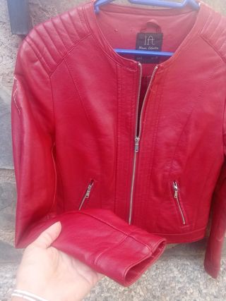 Cazadora de cuero roja lft