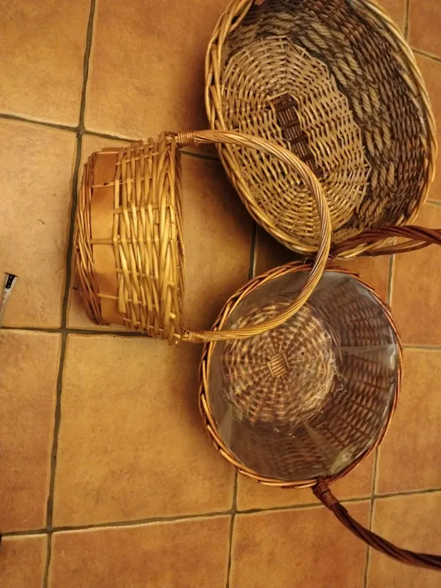 Juego de 3 cestas de mimbre