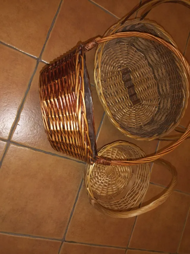 Juego de 3 cestas de mimbre