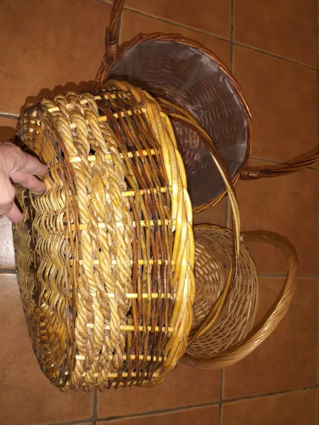 Juego de 3 cestas de mimbre