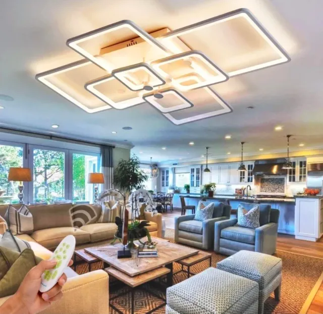Lámpara LED Wifi Techo Moderna 8 Cuadros + Mando