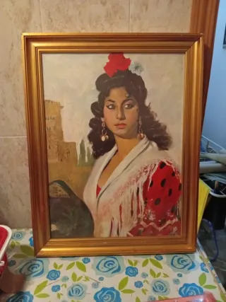 Cuadro Flamenca con Marco Dorado