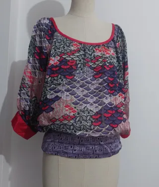 Blusa Mango Seda Estampada Talla M