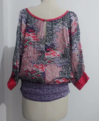 Blusa Mango Seda Estampada Talla M