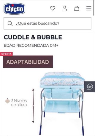 Bañera y cambiador Chicco para bebé