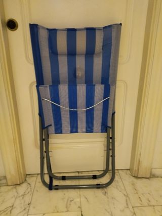 Hamaca de playa azul y blanca y regalo sombrilla