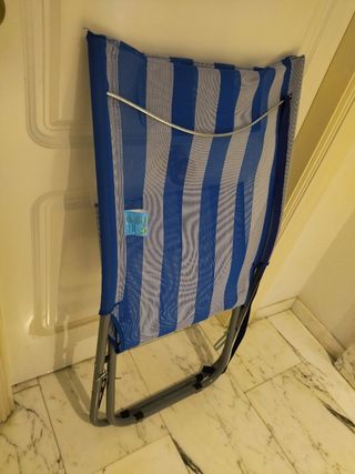 Hamaca de playa azul y blanca y regalo sombrilla