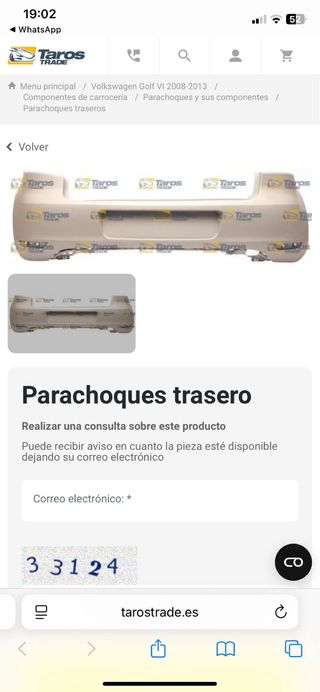 Paragolpes trasero Golf 6   Nuevo