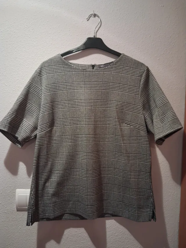 Blusa manga corta cuadros