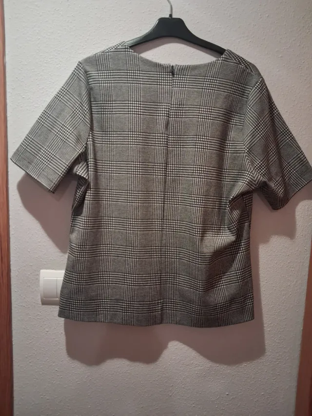 Blusa manga corta cuadros