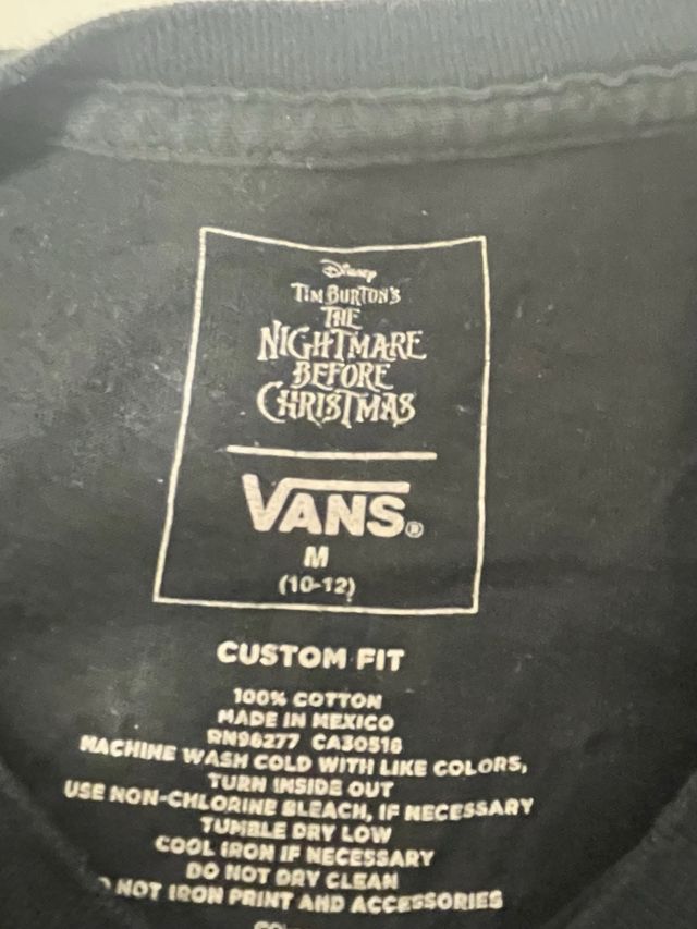 Camiseta Vans Negra Talla M. 12 años.