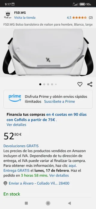 Bolso bandolera FSD.WG blanco.