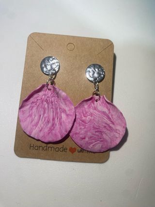 Pendientes Artesanos Arcilla Rosa y Blanco