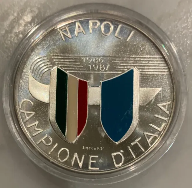 Moneta Argento Napoli 1°Scudetto 1986-87 + Foto