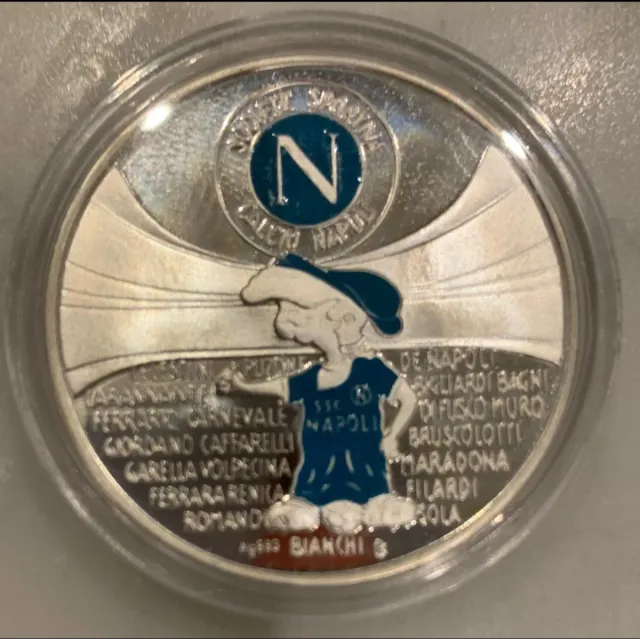 Moneta Argento Napoli 1°Scudetto 1986-87 + Foto