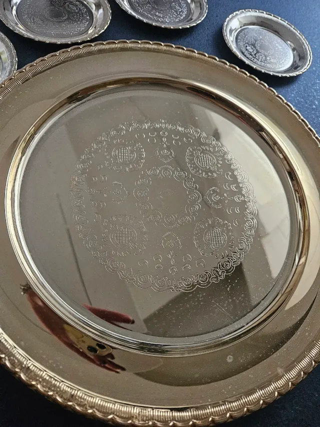 Centrotavola vintage metallo dorato/argento