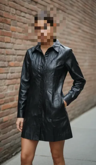 Vestido de polipiel negro Zar