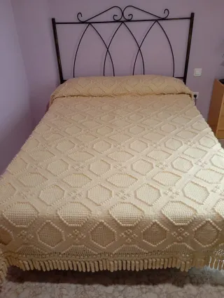 Colcha ganchillo lana acrílica beige