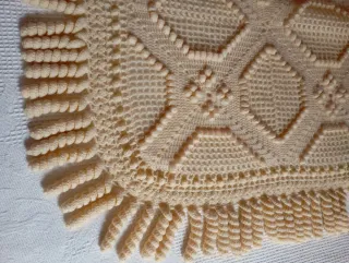 Colcha ganchillo lana acrílica beige