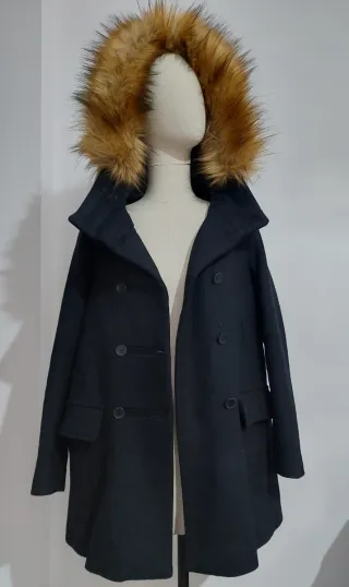 Abrigo Zara Lana Negro Talla S