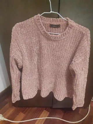 Jersey Zara chenilla rosa talla única
