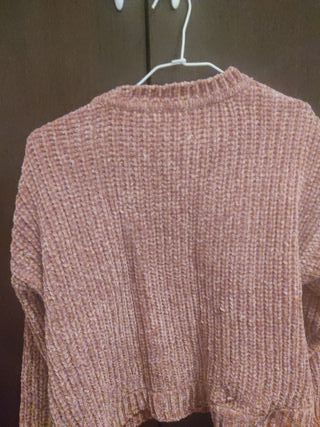 Jersey Zara chenilla rosa talla única