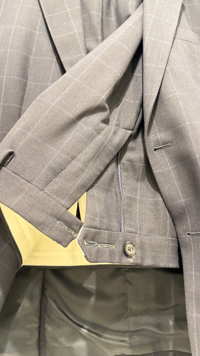 Traje de cuadros azul marino para hombre