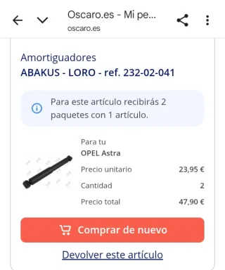 Amortiguadores Traseros Opel Astra H rancheraby co