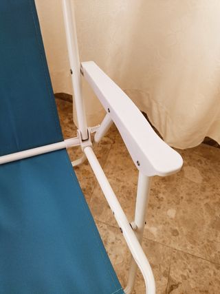 Silla de playa plegable azul y regalo sombrilla