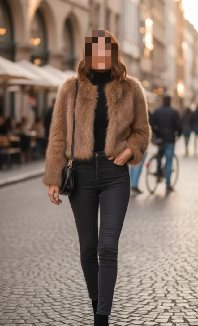 Abrigo pelo sintético marrón