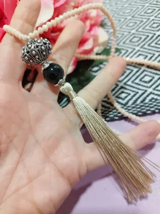 Collana cristalli panna e ciondolo sardo