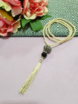 Collana cristalli panna e ciondolo sardo