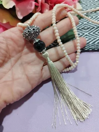 Collana cristalli panna e ciondolo sardo