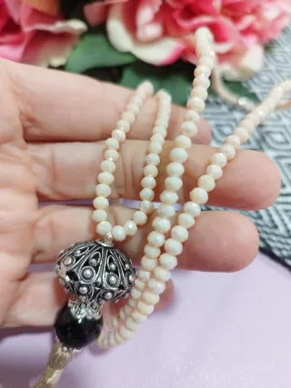 Collana cristalli panna e ciondolo sardo