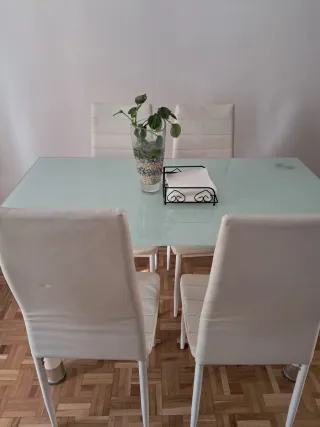 Mesa de comedor cristal y metal ¡negociables!