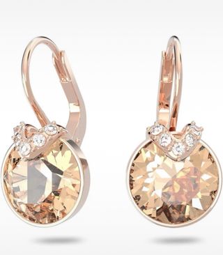 Pendientes Swarovski Aro Dorado Rosa