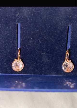 Pendientes Swarovski Aro Dorado Rosa