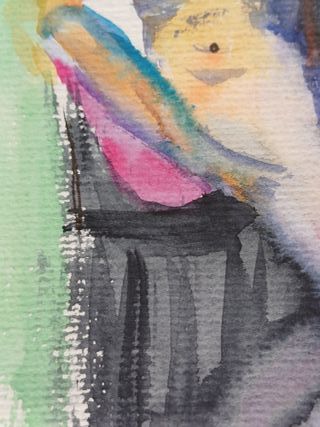 Acuarela Mujer Figura Original Arte 21x15cm