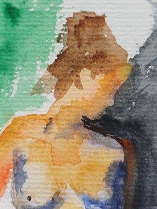 Acuarela Mujer Figura Original Arte 21x15cm