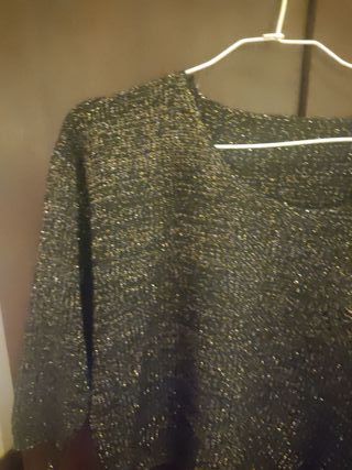 Jersey punto lurex negro y dorado talla única