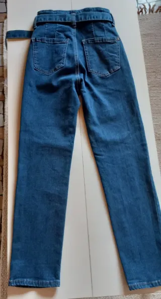 Calças de ganga azuis cinto tamanho 34